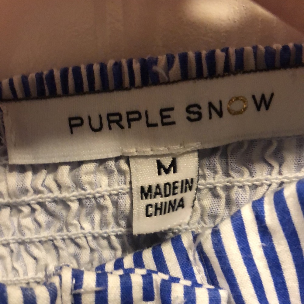 Anthropology Purple Snow dress woman’s medium m blue white pin stripe EUC - Picture 4 of 8